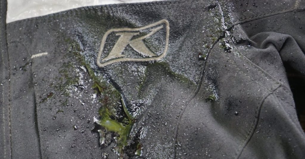 Motorcycle jacket with water-resistant coating that no longer works.