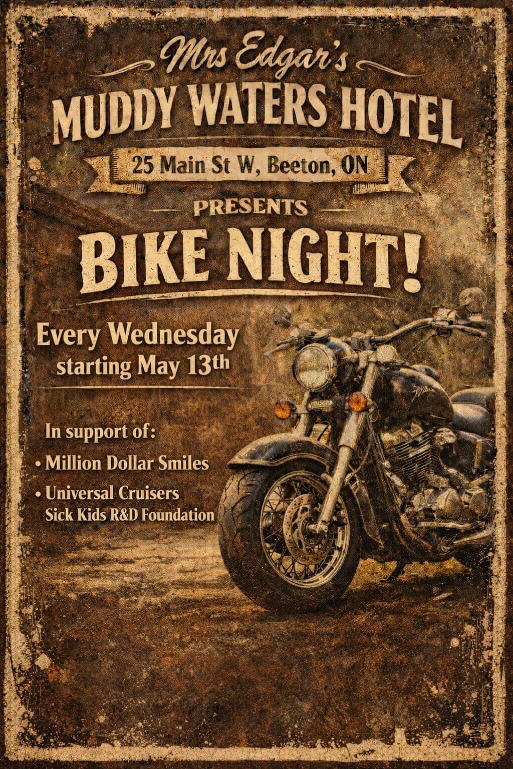 Bike night mrs edgars muddy waters hotel